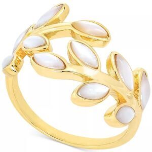 Pearlized Leaf Fashion Ring - New